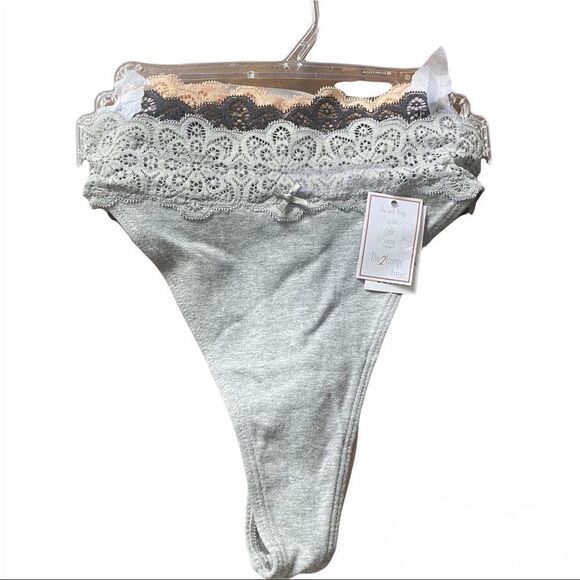 Live2Lounge 3 Pack Lacey Thong Cotton Panties Bundle - Picture 1 of 7